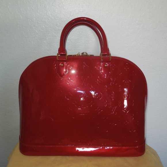 Authentic Louis Vuitton Red Vernis Alma Bag Purse. - Picture 5 of 12
